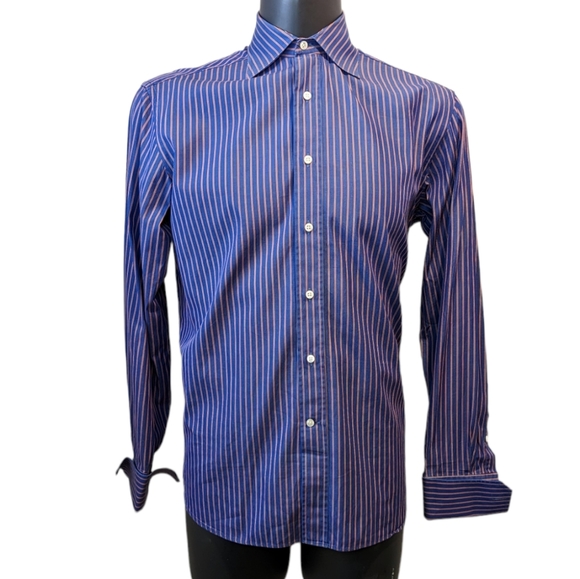 Canali Other - Canali blue striped button front shirt size 15.5